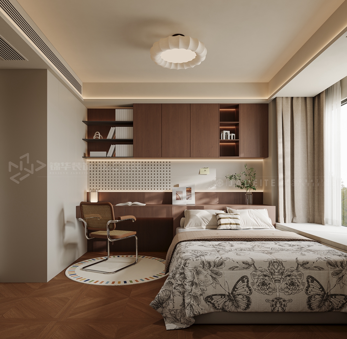 金通玫瑰园122平-中古风-装修实景装修-三室两厅-中古