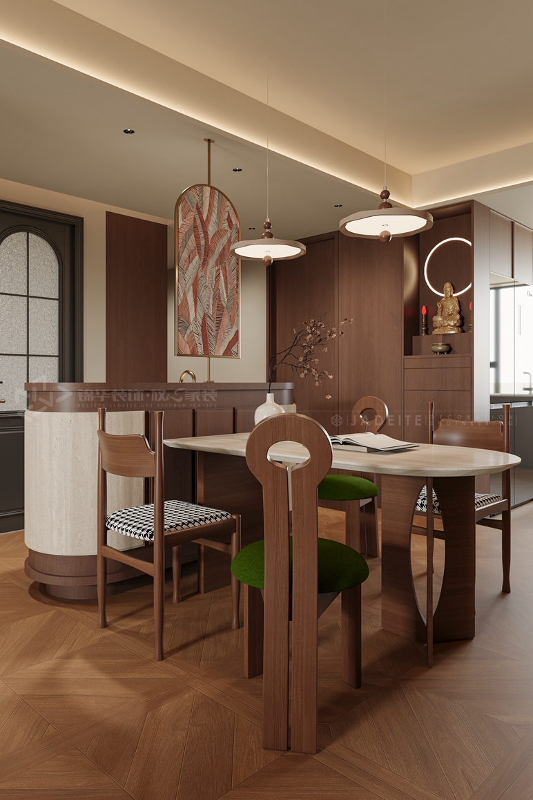 金通玫瑰园122平-中古风-装修实景装修-三室两厅-中古