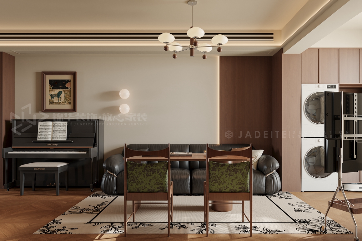 金通玫瑰园122平-中古风-装修实景装修-三室两厅-中古