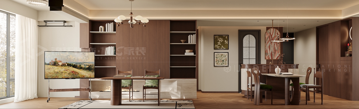 金通玫瑰园122平-中古风-装修实景装修-三室两厅-中古