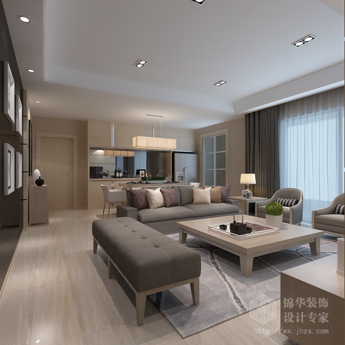 擎天半岛125平三室一厅现代简约风格效果图装修-三室一厅-现代简约