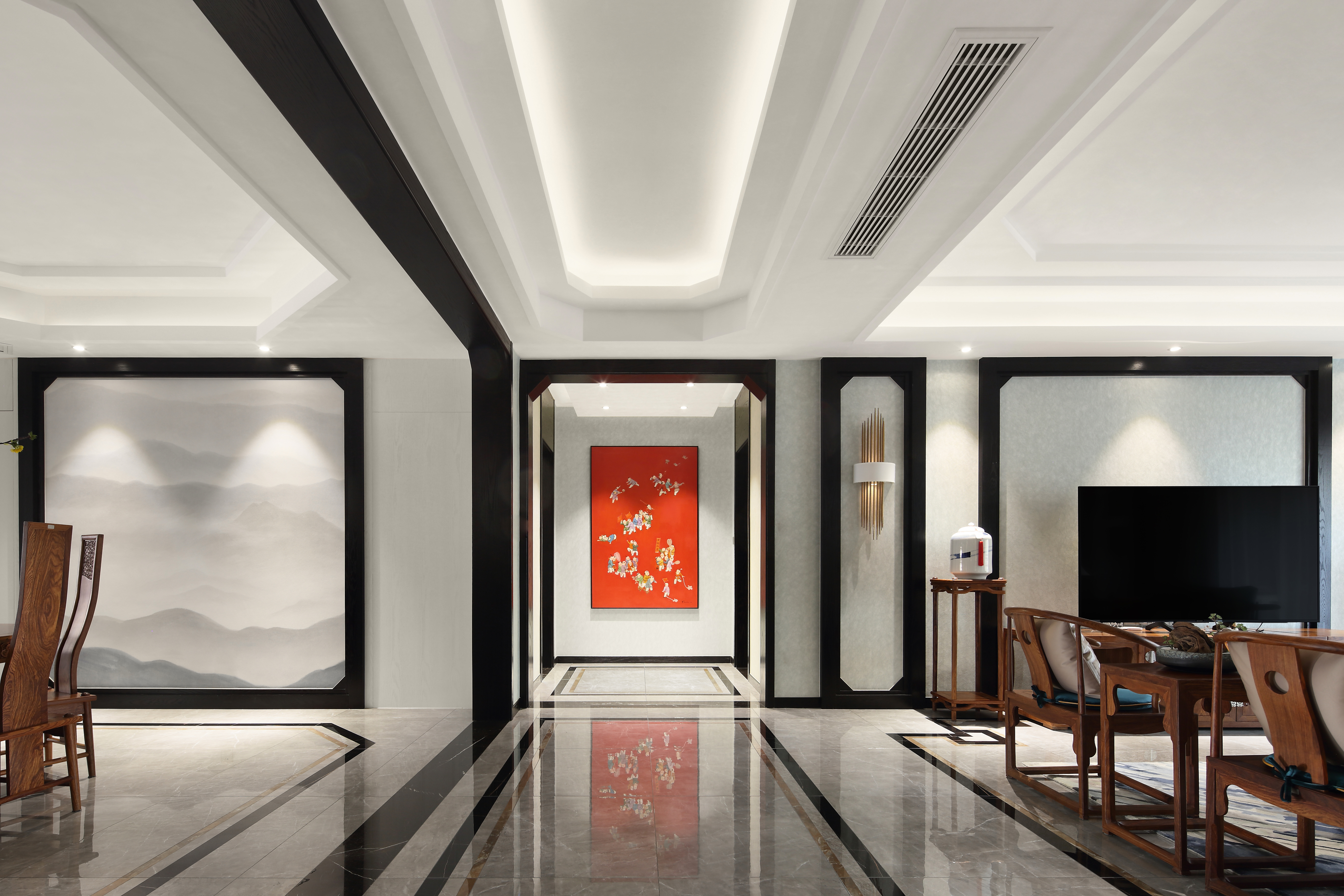 雅居乐265平新中式风格实景图装修-大户型-新中式