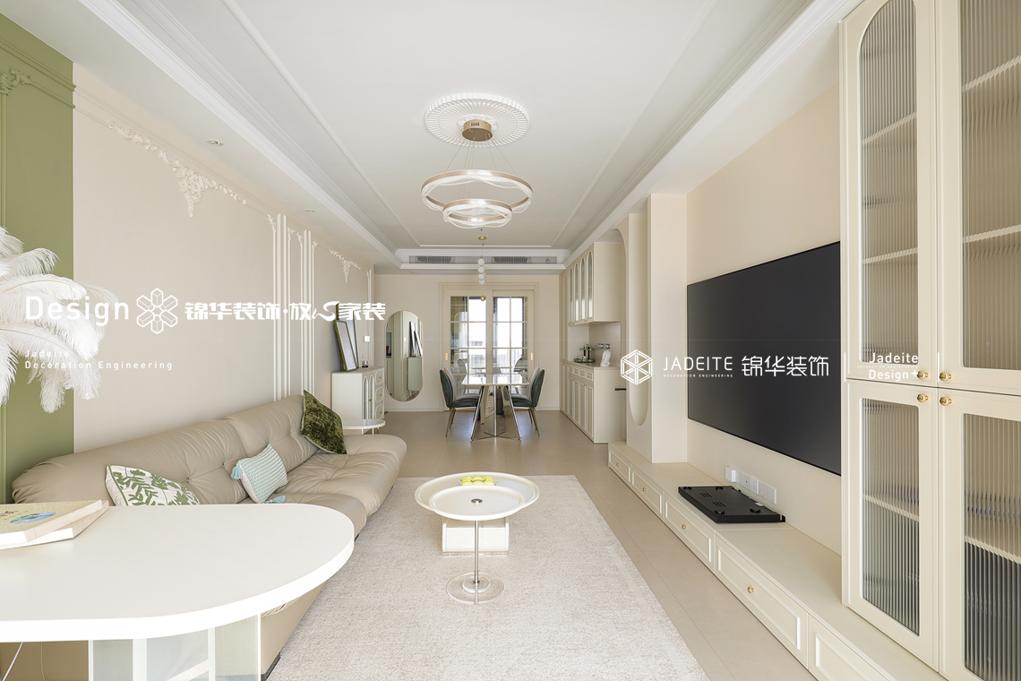 轻法式风-翡翠文华-三室两厅一厨二卫-125㎡-装修实景图