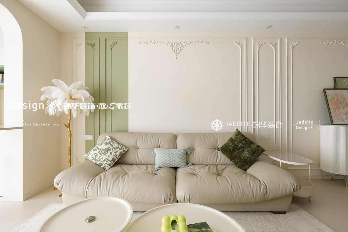 轻法式风-翡翠文华-三室两厅一厨二卫-125㎡-装修实景图装修-三室两厅-法式