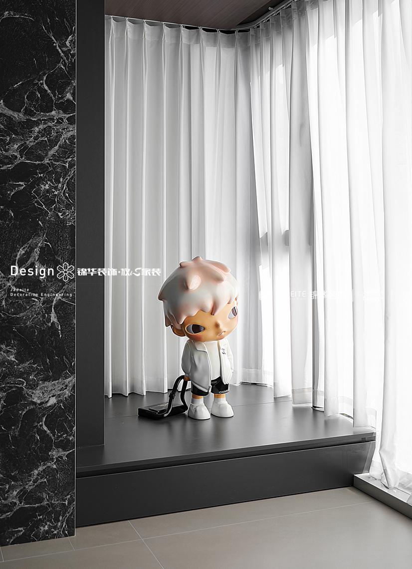 意式黑白灰-中铁彩乐居-三室两厅两卫-125㎡-装修实景图装修-三室两厅-现代简约