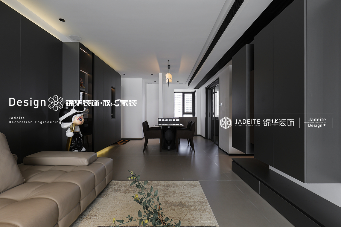 意式黑白灰-中铁彩乐居-三室两厅两卫-125㎡-装修实景图装修-三室两厅-现代简约