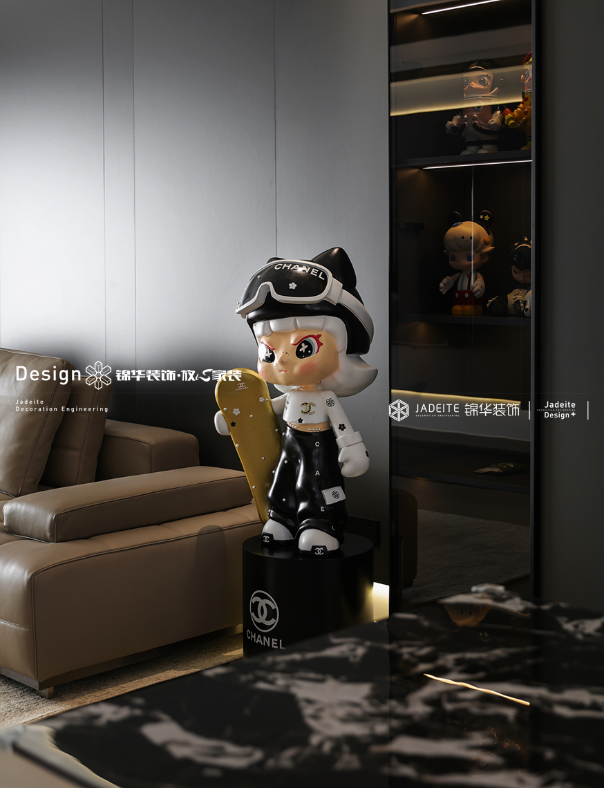 意式黑白灰-中铁彩乐居-三室两厅两卫-125㎡-装修实景图装修-三室两厅-现代简约