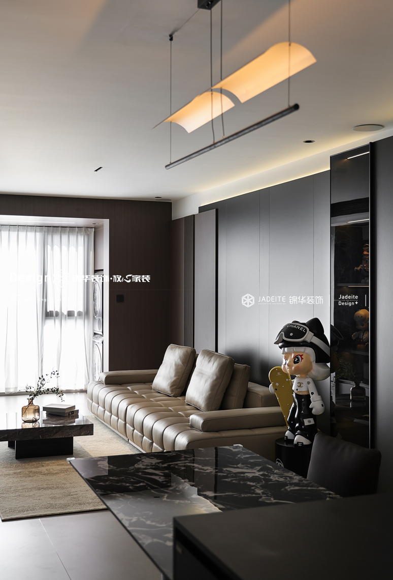 意式黑白灰-中铁彩乐居-三室两厅两卫-125㎡-装修实景图装修-三室两厅-现代简约