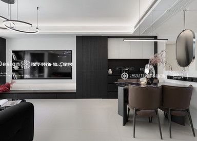 黑白现代-华君湖湾-三室两厅两卫-108平-装修实景图