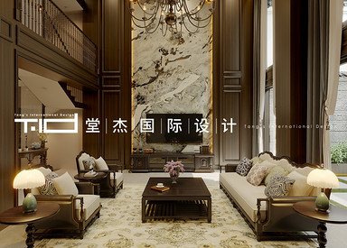 美式风格-中堂院墅-联排别墅-450㎡-装修效果图