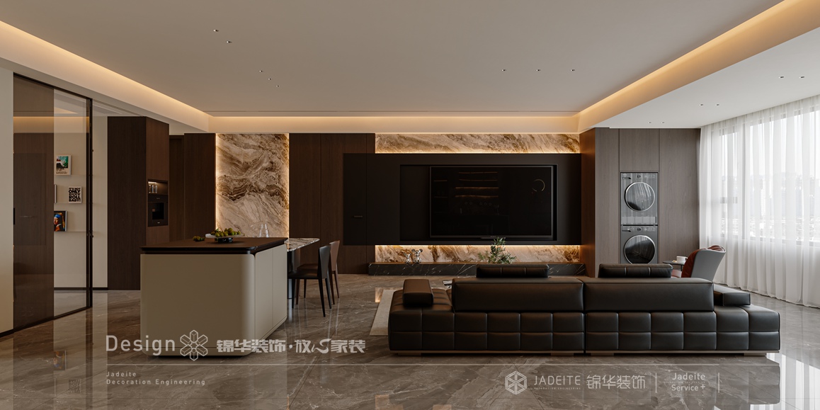 意式风格-晓风印月-188㎡-装修实景效果图装修-四室两厅-现代简约